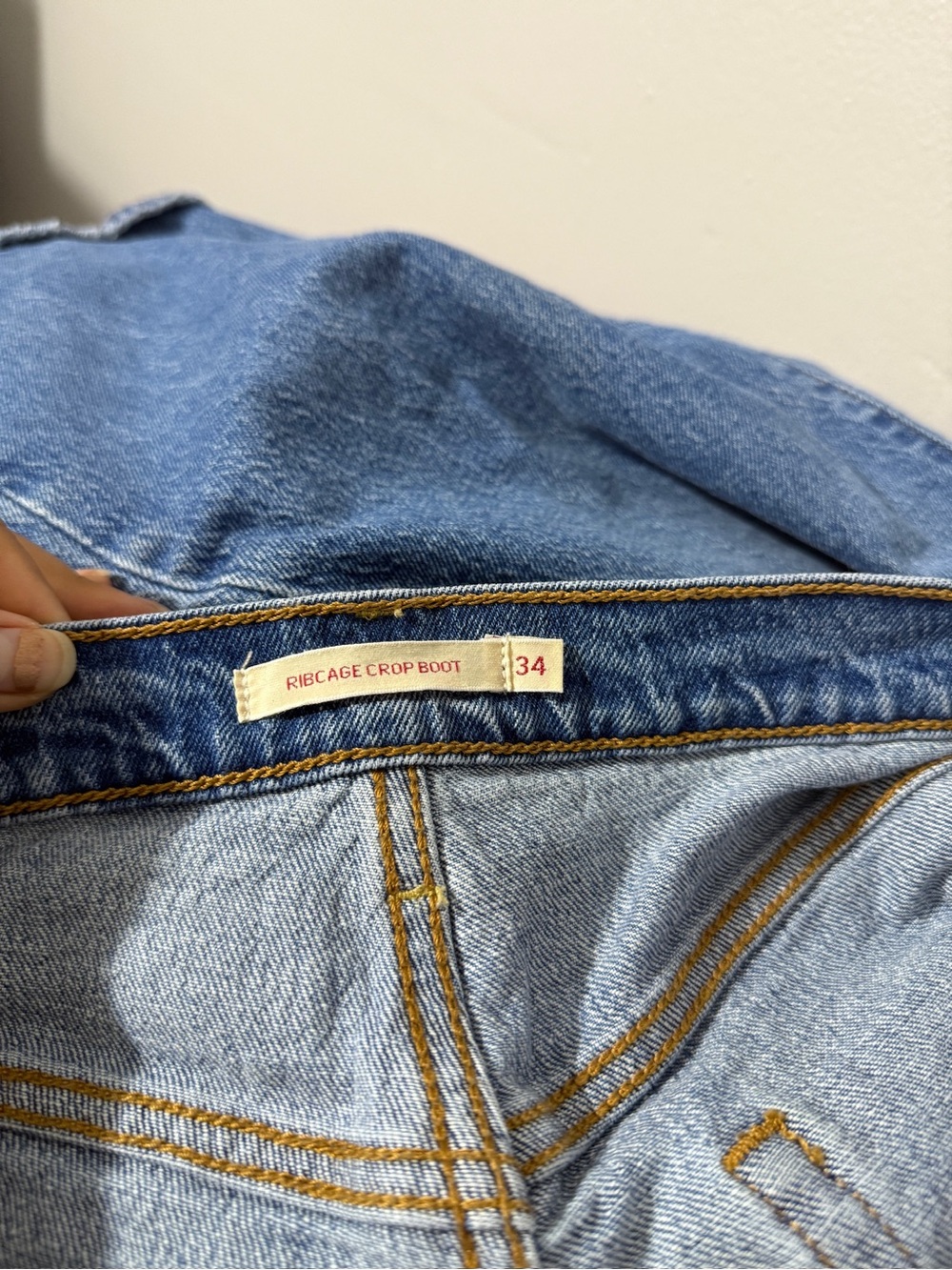 Levis Ribcage Cropped Boot Jeans Womens 34 High Rise Bootcut Denim Medium Wash - Picture 7 of 14